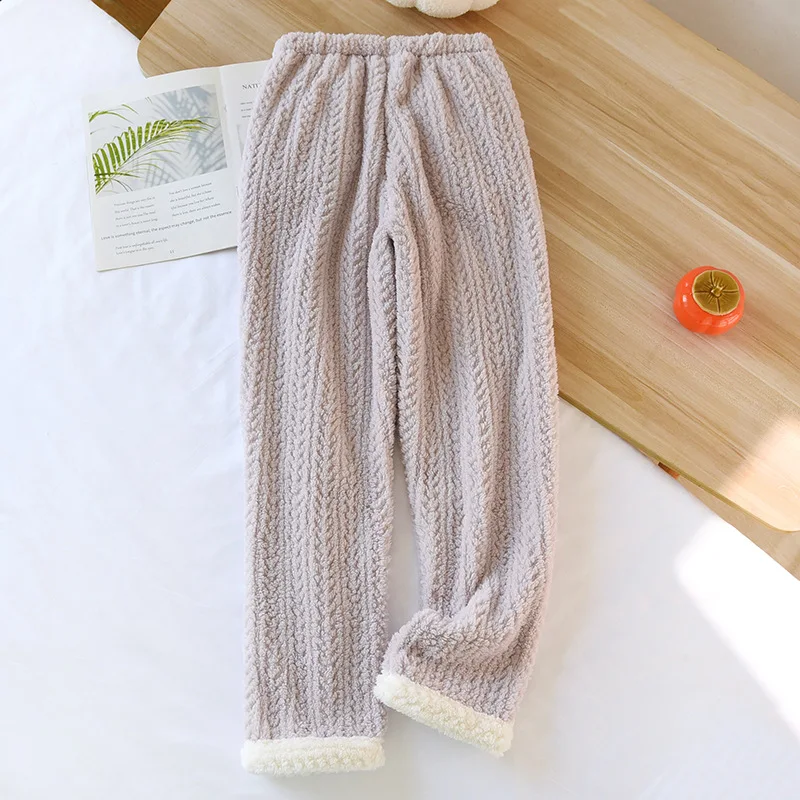 2026 Autumn/Winter New Women's Sleeping Pants With Velvet And Thickened Flannel Pants For Warm Home Sleeping Pants Ladies