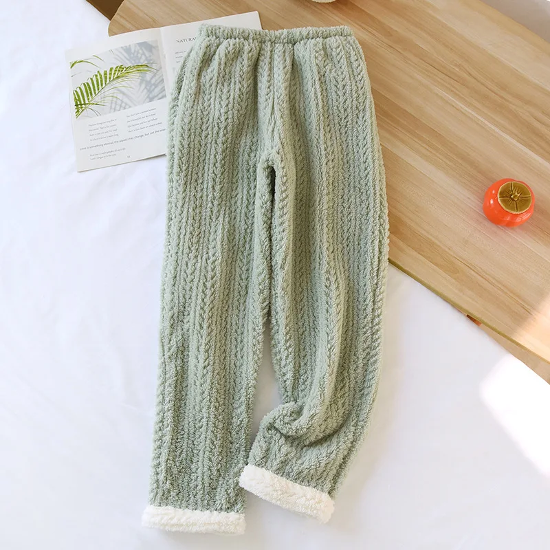 2026 Autumn/Winter New Women's Sleeping Pants With Velvet And Thickened Flannel Pants For Warm Home Sleeping Pants Ladies