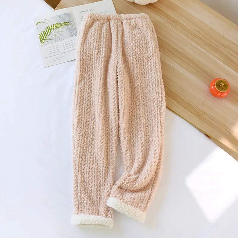 2026 Autumn/Winter New Women's Sleeping Pants With Velvet And Thickened Flannel Pants For Warm Home Sleeping Pants Ladies