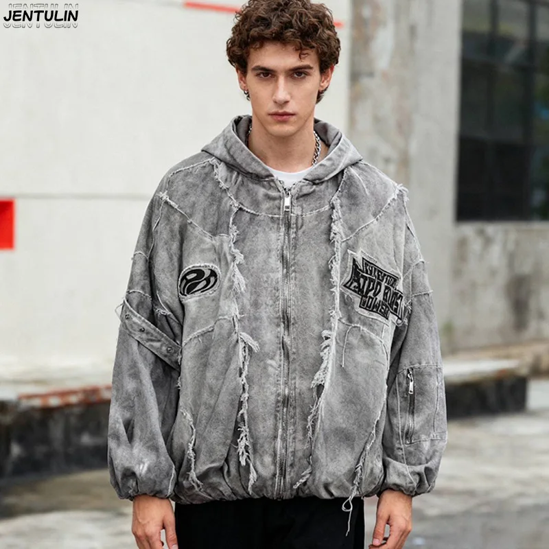 Autumn Winter New Men's Tide Original Design Techwear High Street Fashion Trend Vintage Jacket Chic Casual Coats Men Clothing