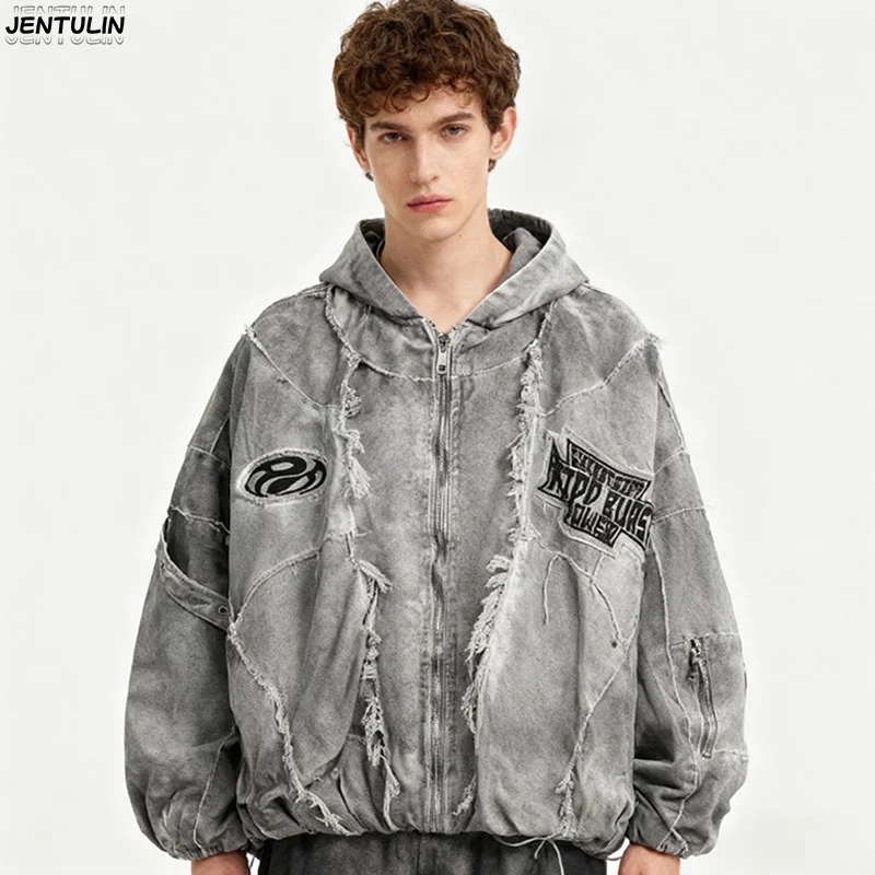 Autumn Winter New Men's Tide Original Design Techwear High Street Fashion Trend Vintage Jacket Chic Casual Coats Men Clothing