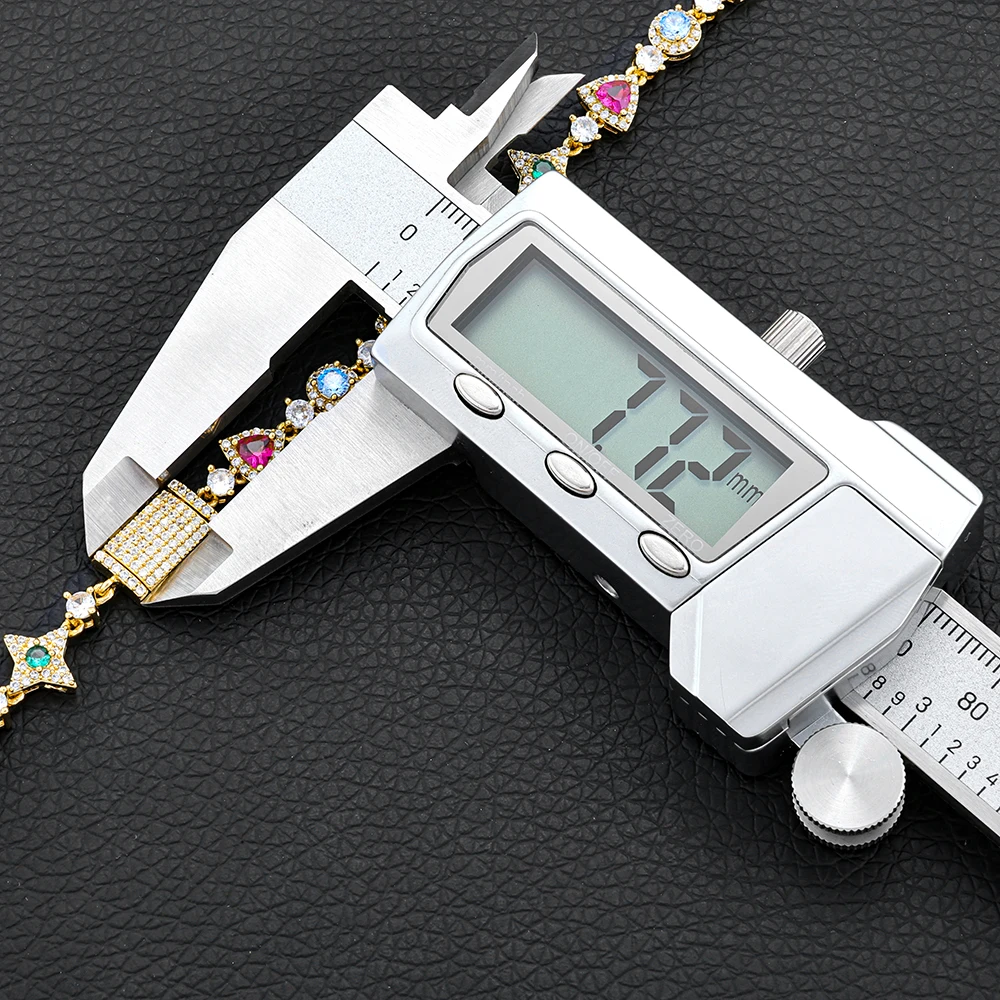 ESKEEM Iced Out Tennis Bracelet Inlaid Multicolored Cubic Zirconia Women Men Tennis Chain Bracelet Hip Hop Jewelry Party Gift