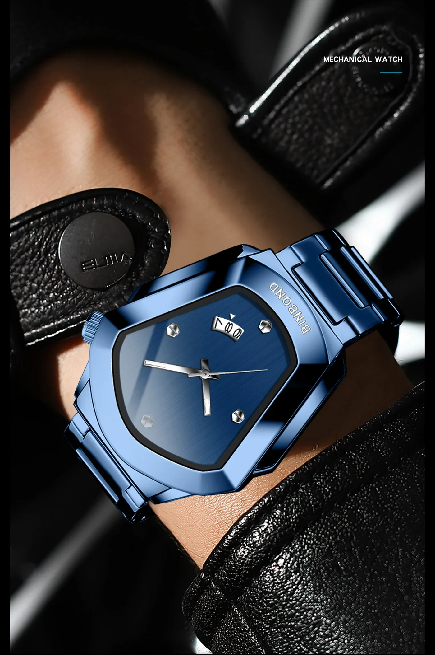 BINBOND Luxury Mens Watches Stainless Steel Strap New Concept Quartz Calendar Business Sports WristWatch Fashion Watches For Men