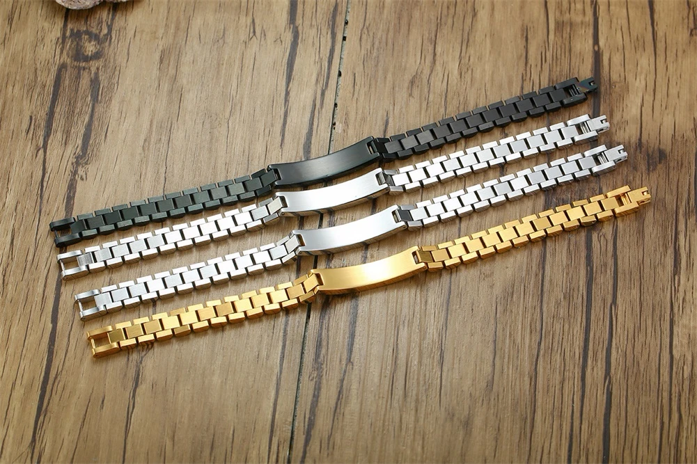 10MM -15.5MM LUXURY METAL ID BRACELET PREMIUM OYSTER STYLE BAND PERSONALIZED ENGRAVING BRACELETS GIFT FOR HIM