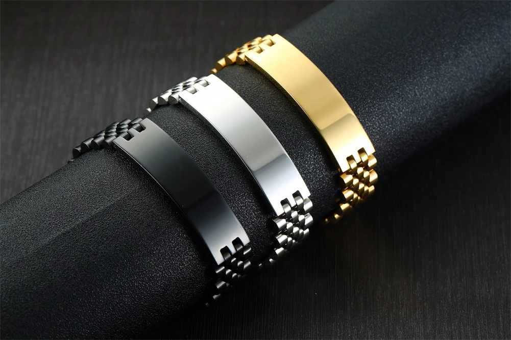 10MM -15.5MM LUXURY METAL ID BRACELET PREMIUM OYSTER STYLE BAND PERSONALIZED ENGRAVING BRACELETS GIFT FOR HIM