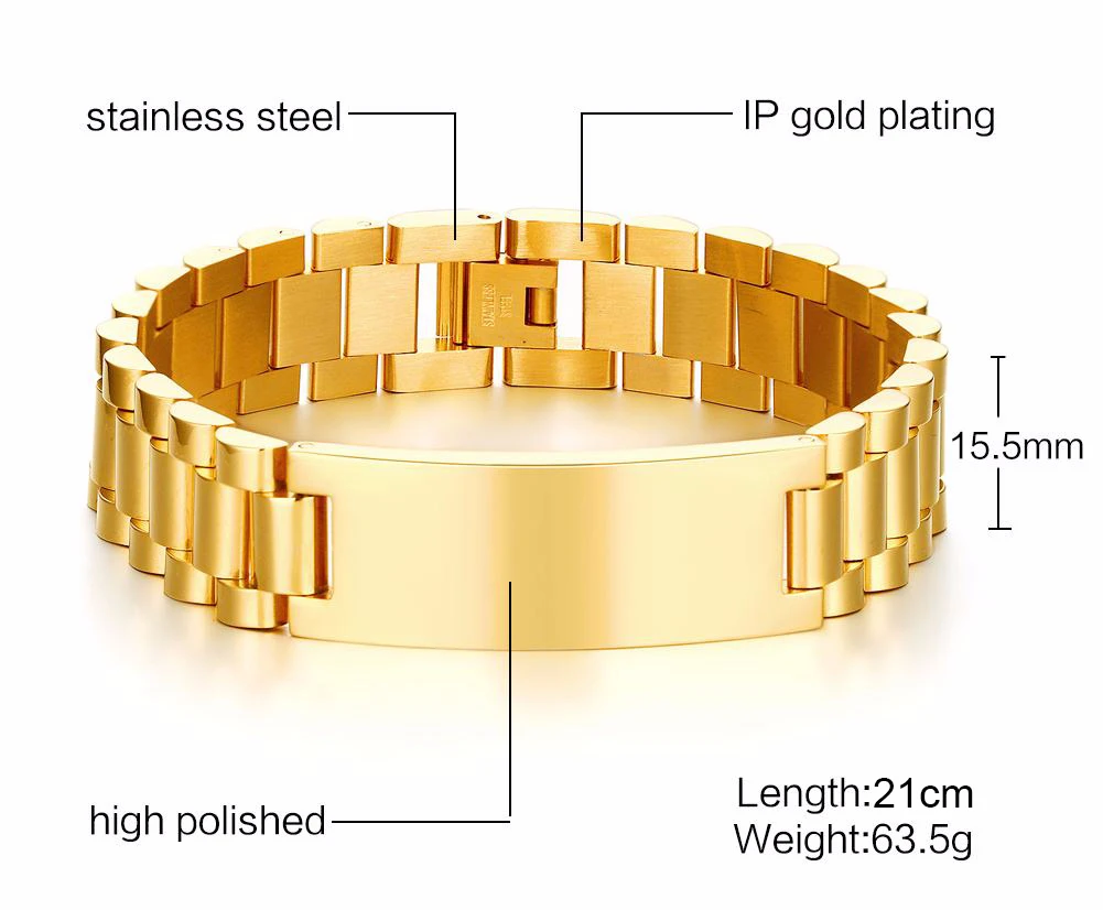 10MM -15.5MM LUXURY METAL ID BRACELET PREMIUM OYSTER STYLE BAND PERSONALIZED ENGRAVING BRACELETS GIFT FOR HIM