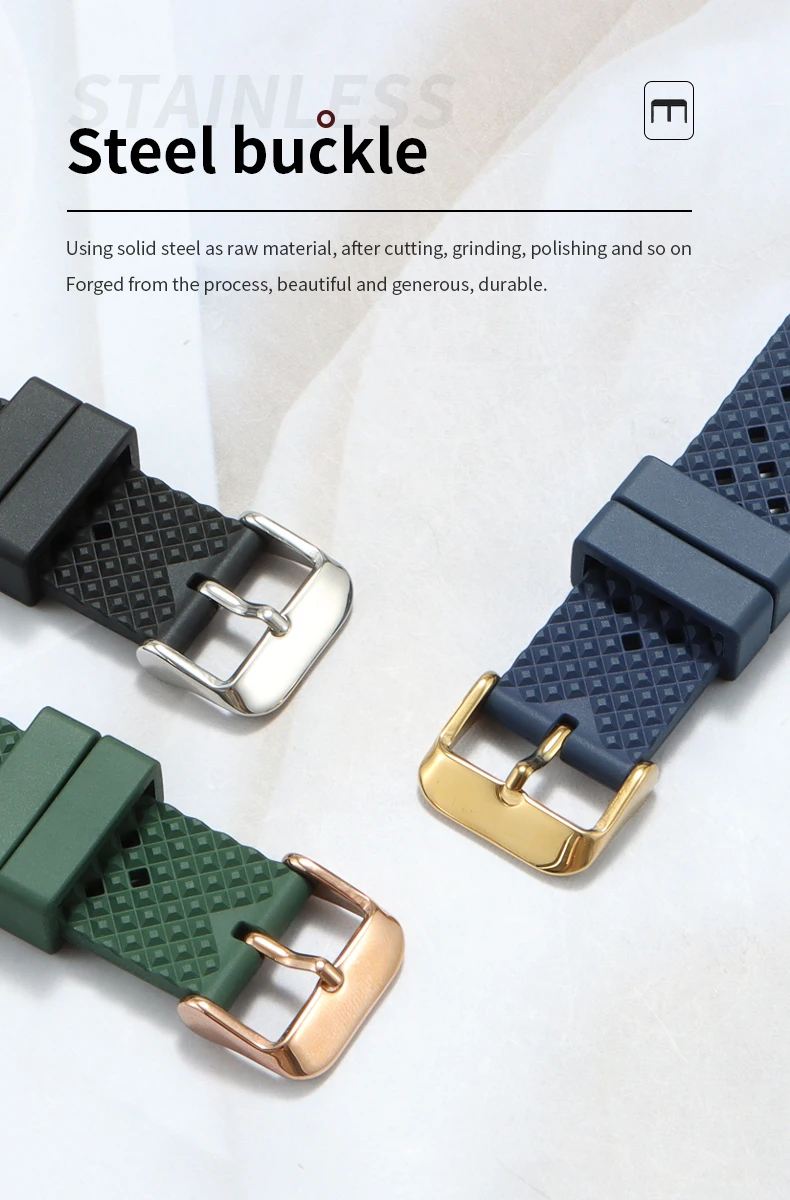 High Quality Honeycomb Tropic FKM Rubber Watch Strap18mm 19mm 20mm 22mm24mm Quick Release Breathable FKM Fluororubber WatchBands
