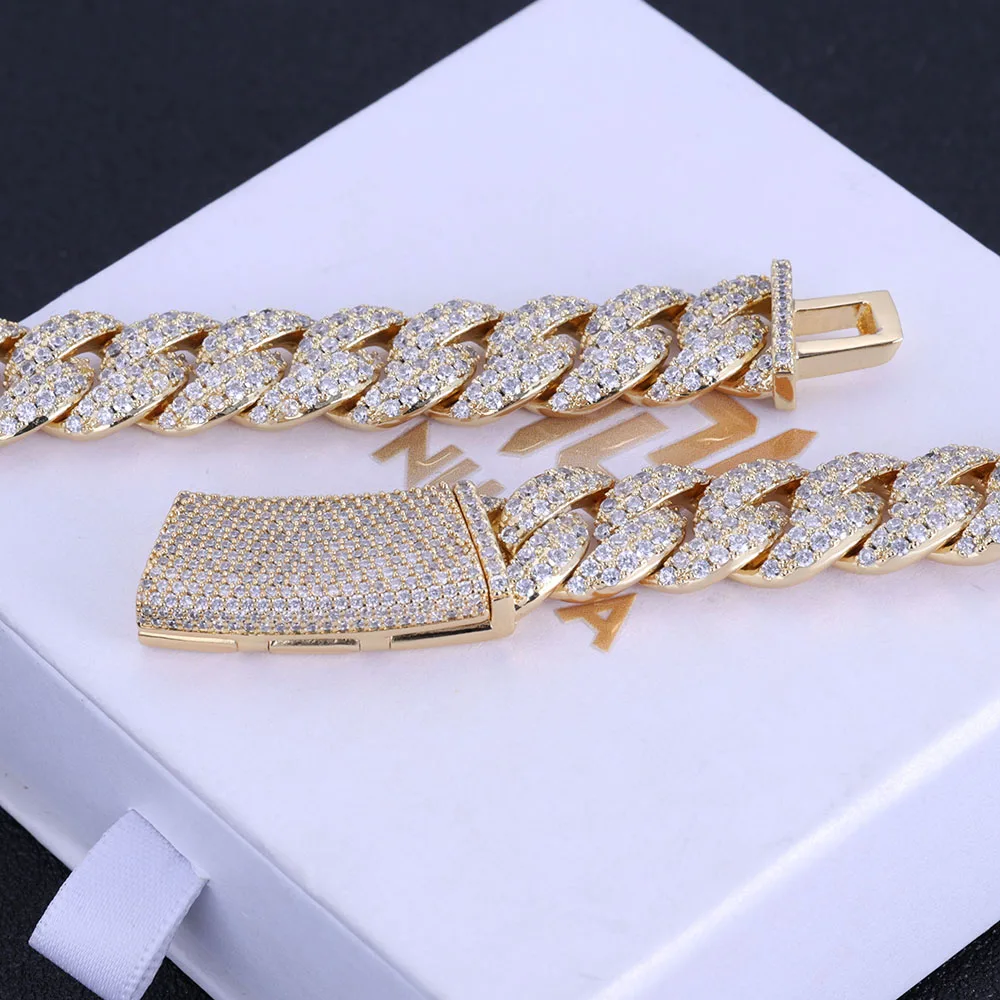 Hip Hop Jewelry Custom New Style Iced Out Cuban Link Necklace Bling Round Diamond Stones 13mm 2 Rows Miami CZ Chain Women