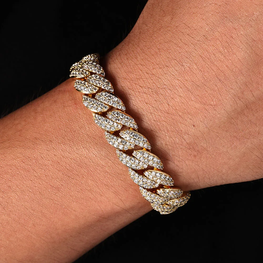 Hip Hop Jewelry Custom New Style Iced Out Cuban Link Necklace Bling Round Diamond Stones 13mm 2 Rows Miami CZ Chain Women