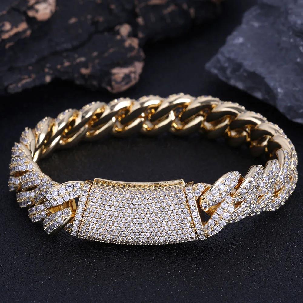 Hip Hop Jewelry Custom New Style Iced Out Cuban Link Necklace Bling Round Diamond Stones 13mm 2 Rows Miami CZ Chain Women