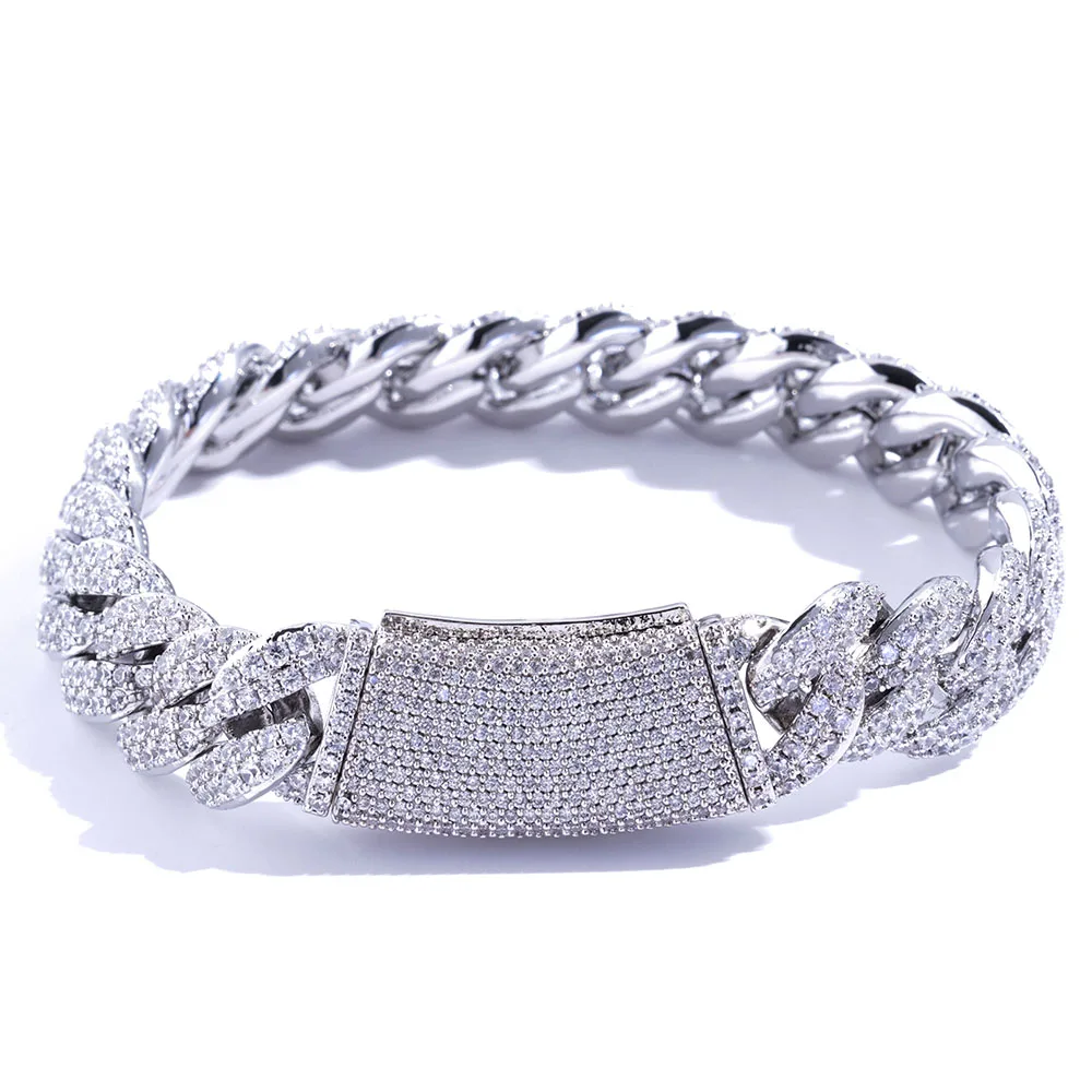 Hip Hop Jewelry Custom New Style Iced Out Cuban Link Necklace Bling Round Diamond Stones 13mm 2 Rows Miami CZ Chain Women