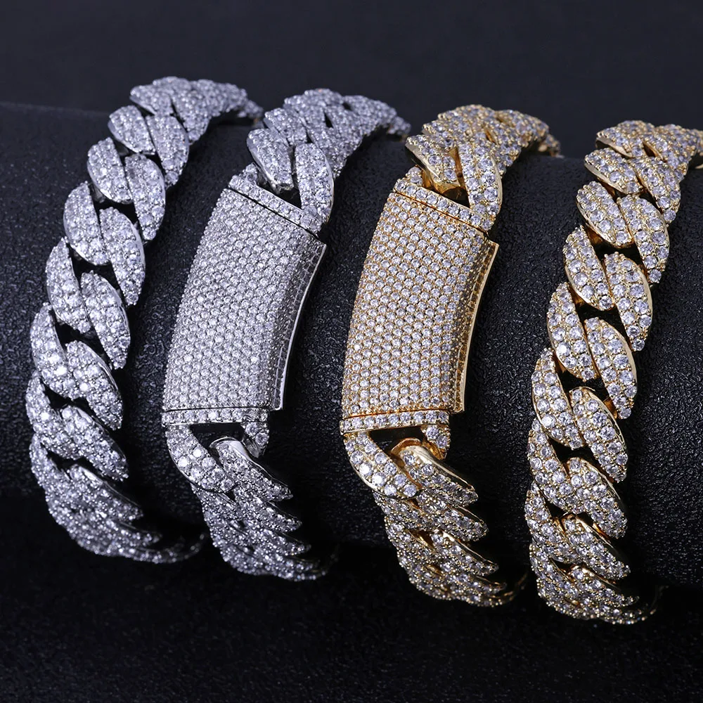 Hip Hop Jewelry Custom New Style Iced Out Cuban Link Necklace Bling Round Diamond Stones 13mm 2 Rows Miami CZ Chain Women