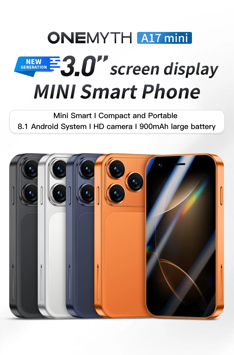 ONEMYTH A17 Mini 3G Mini Smartphone 3.0-inch Android System Play Store Whats APP GPS WiFi Dual SIM Card Small Smartphone