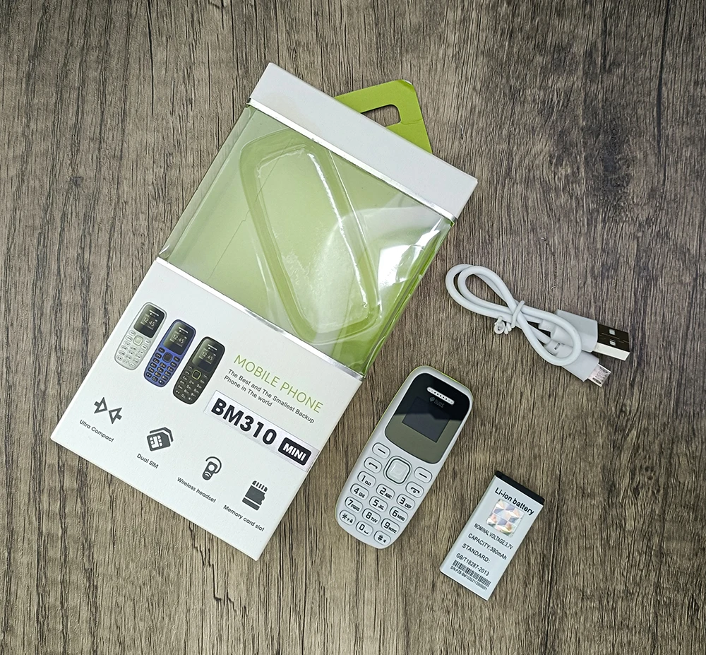 BM310 Small Mobile Phones Unlocked Bluetooth Earphone Telephone Low Radiation Automatic Call Recording Dual SIM Small Cell Phone