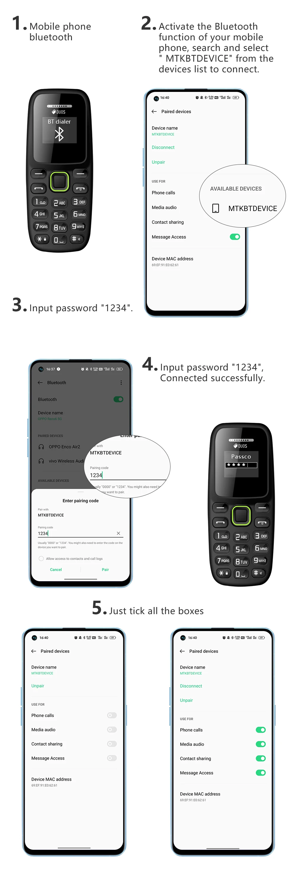 BM310 Small Mobile Phones Unlocked Bluetooth Earphone Telephone Low Radiation Automatic Call Recording Dual SIM Small Cell Phone