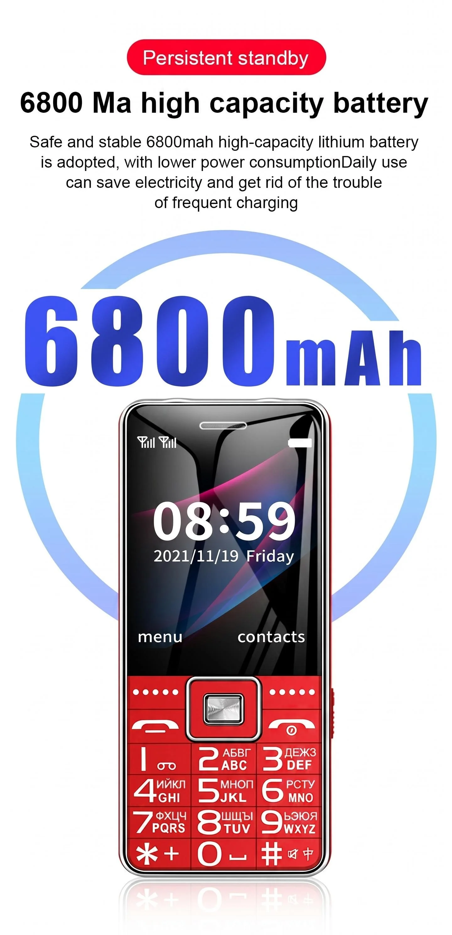 GSM 2G BAR Phone G600 Dual SIM Card 6800mAh Battery SOS Big Key 2.4Inch Screen Mobile Cellphone For Old Man Woman MP3 Recoder
