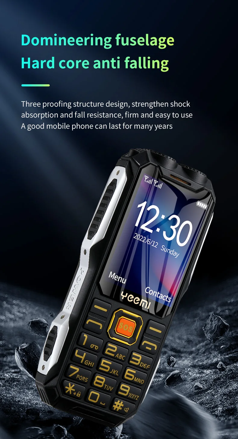 Q8 GSM 2G Rugged Mobile Phone Big Battery Double Flashlight 2.4inch HD Screen Dual Sim Large Button Cheap Cellphone For Elderly