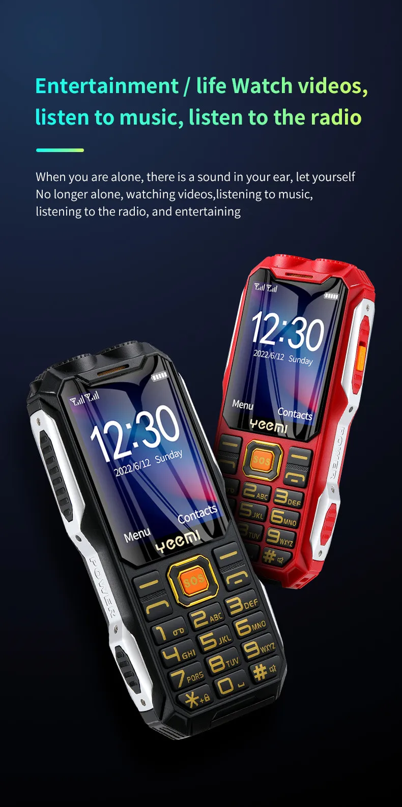 Q8 GSM 2G Rugged Mobile Phone Big Battery Double Flashlight 2.4inch HD Screen Dual Sim Large Button Cheap Cellphone For Elderly