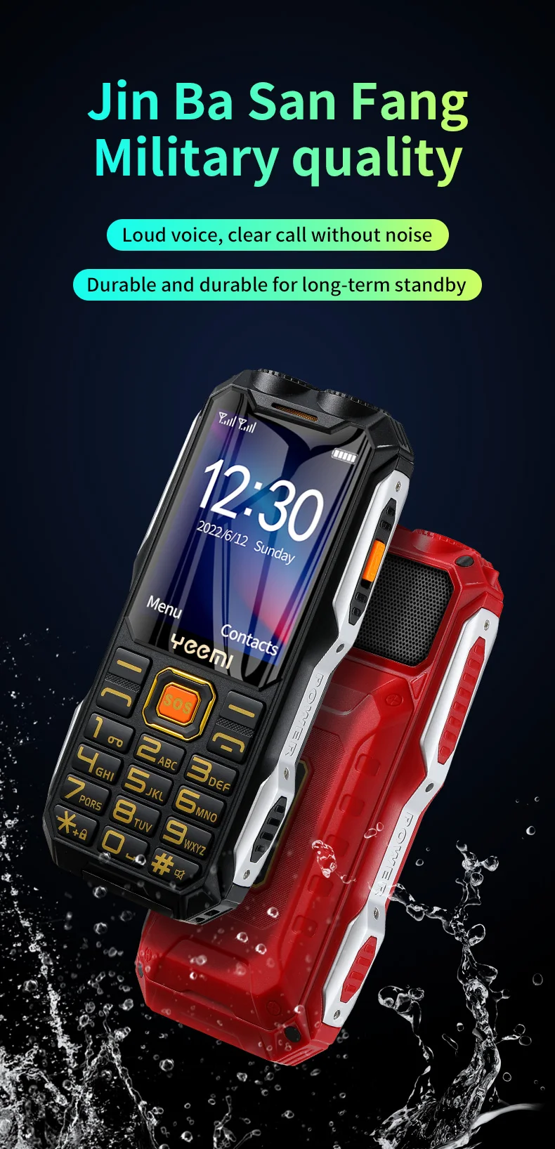 Q8 GSM 2G Rugged Mobile Phone Big Battery Double Flashlight 2.4inch HD Screen Dual Sim Large Button Cheap Cellphone For Elderly