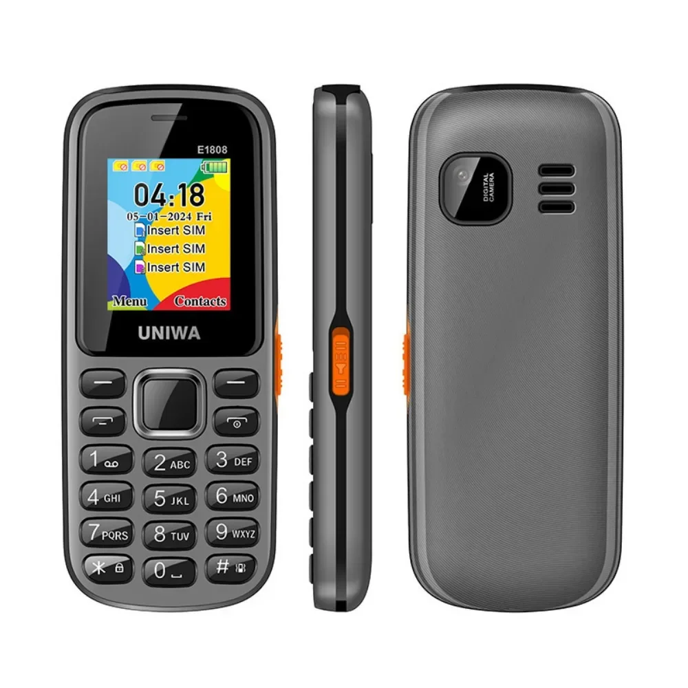 UNIWAE1808 Feature Phone 3 SIM Card 3 Standby Wireless radio Flashlight High volume for Elder 2G Keypad Mobile Phone