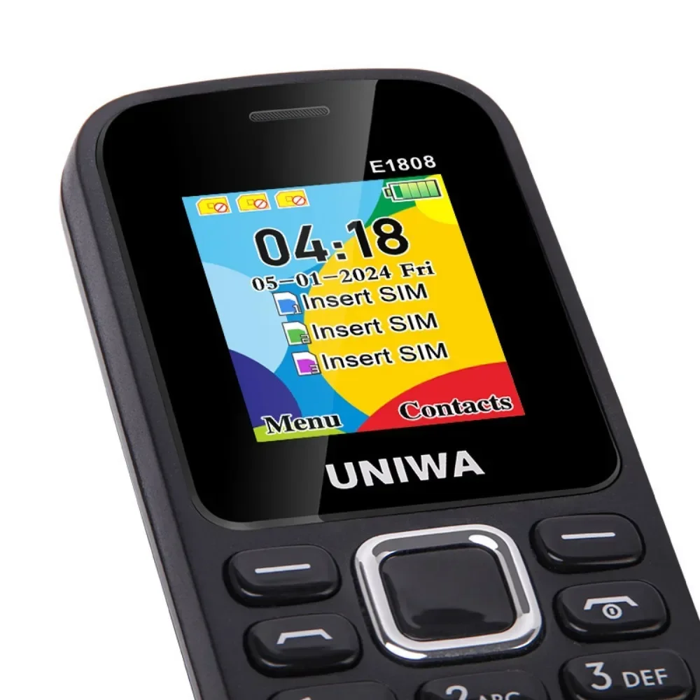 UNIWAE1808 Feature Phone 3 SIM Card 3 Standby Wireless radio Flashlight High volume for Elder 2G Keypad Mobile Phone