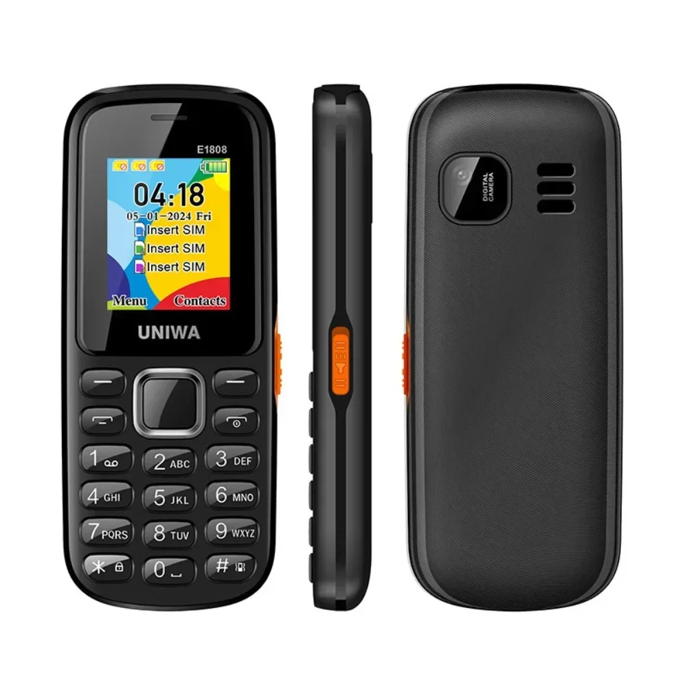 UNIWAE1808 Feature Phone 3 SIM Card 3 Standby Wireless radio Flashlight High volume for Elder 2G Keypad Mobile Phone