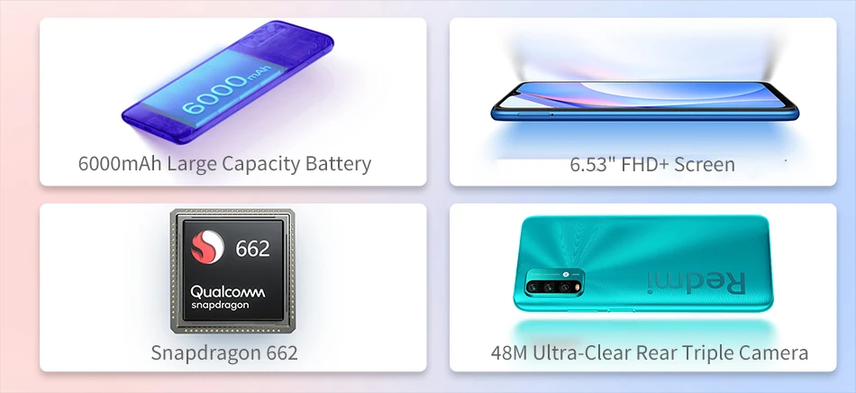 Original Xiaomi Redmi Note 9/9T 6000mAh Battery Global Rom 4G Smartphone Snapdragon 662 Octa Core 48MP Camera Unlocked Cellphone