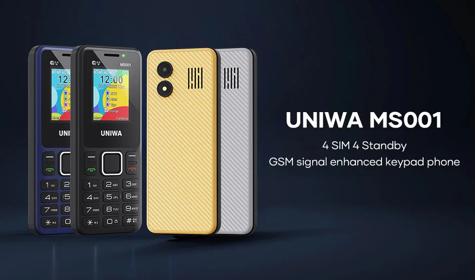 UNIWA MS001 Feature Phone 4 SIM 4 Standby GSM Signal Booster Keypad Phone 1800mAh Wireless radio Torch Senior Elder Cellphone