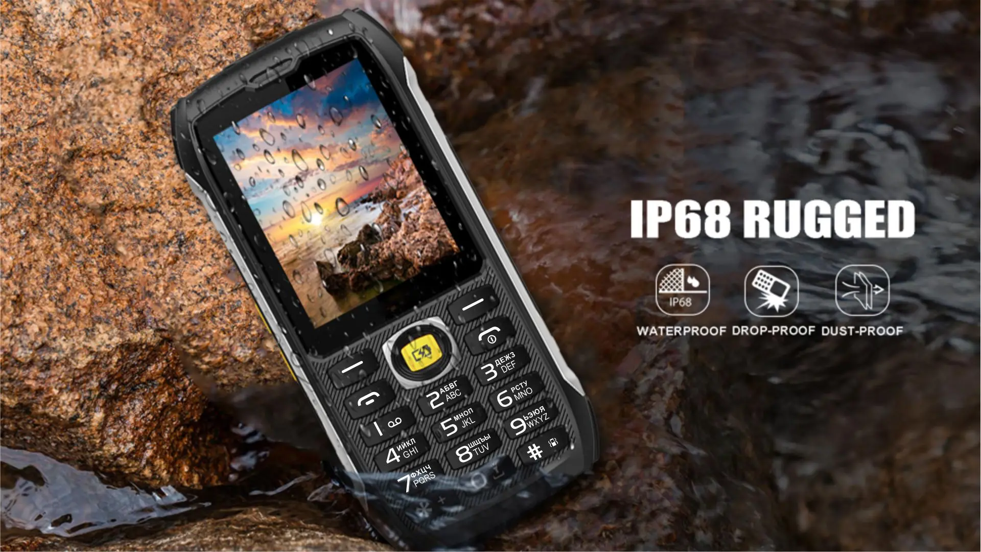EAOR 4G LTE Waterproof Rugged Big Battery Power Bank Feature Keypad 2.8 IPS Display Volume Side Key SOS Flashlight Mobile Phone