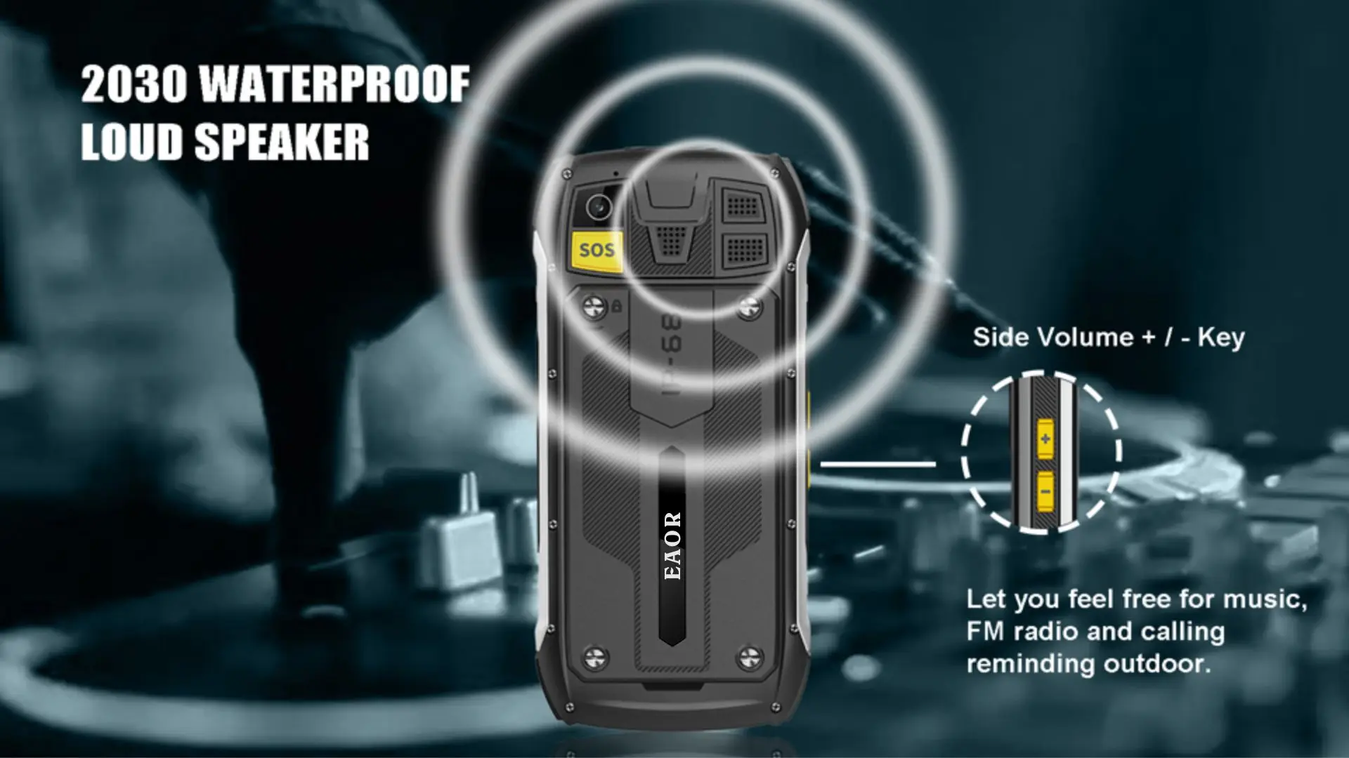 EAOR 4G LTE Waterproof Rugged Big Battery Power Bank Feature Keypad 2.8 IPS Display Volume Side Key SOS Flashlight Mobile Phone