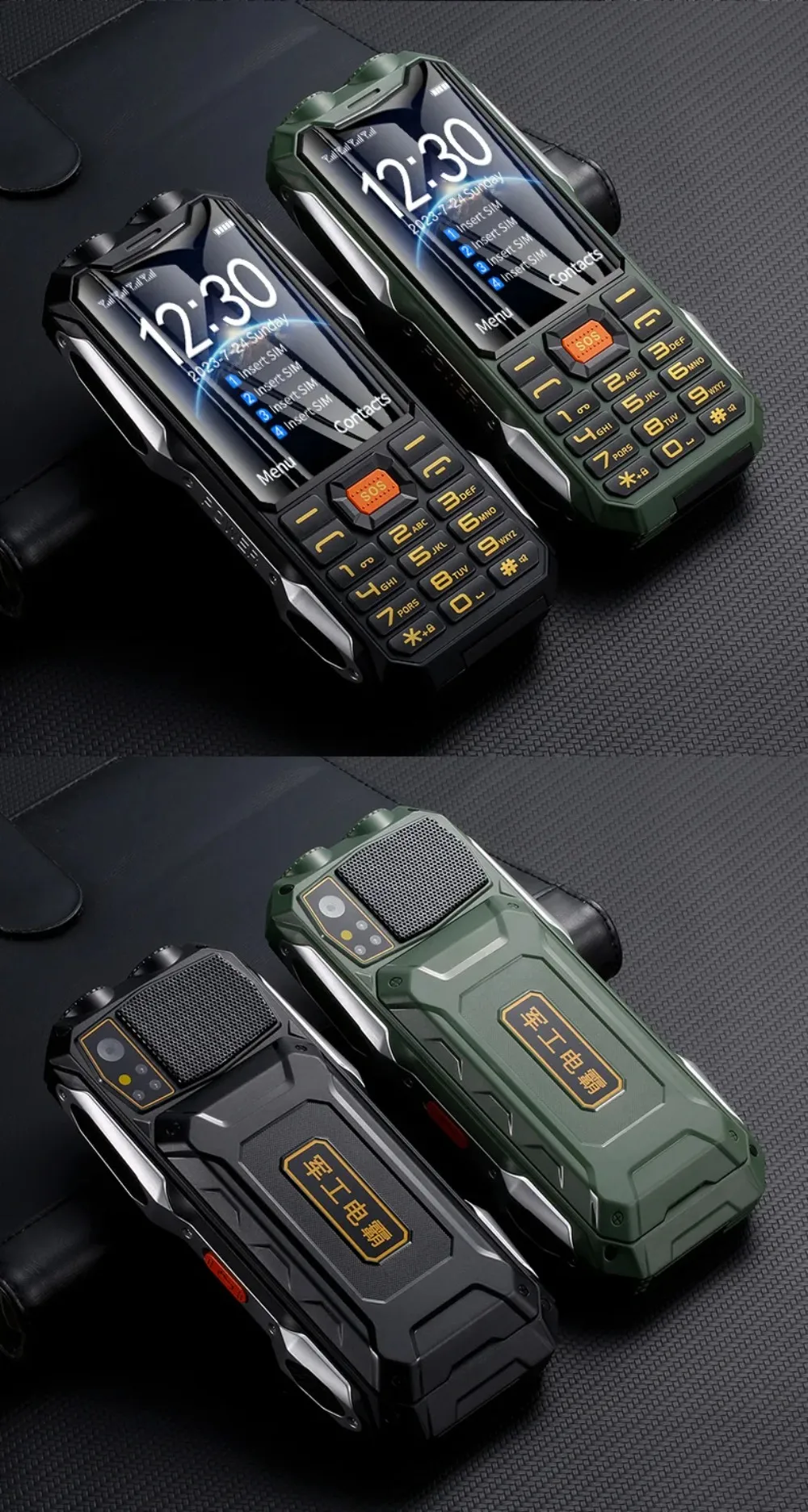 YEEMI Q9 4G Network Feature Phone 2 SIM Rugged Phones 3.5 Inch 18000mAh Big Battery Loud Voice Phone For Elder Cellphone SOS