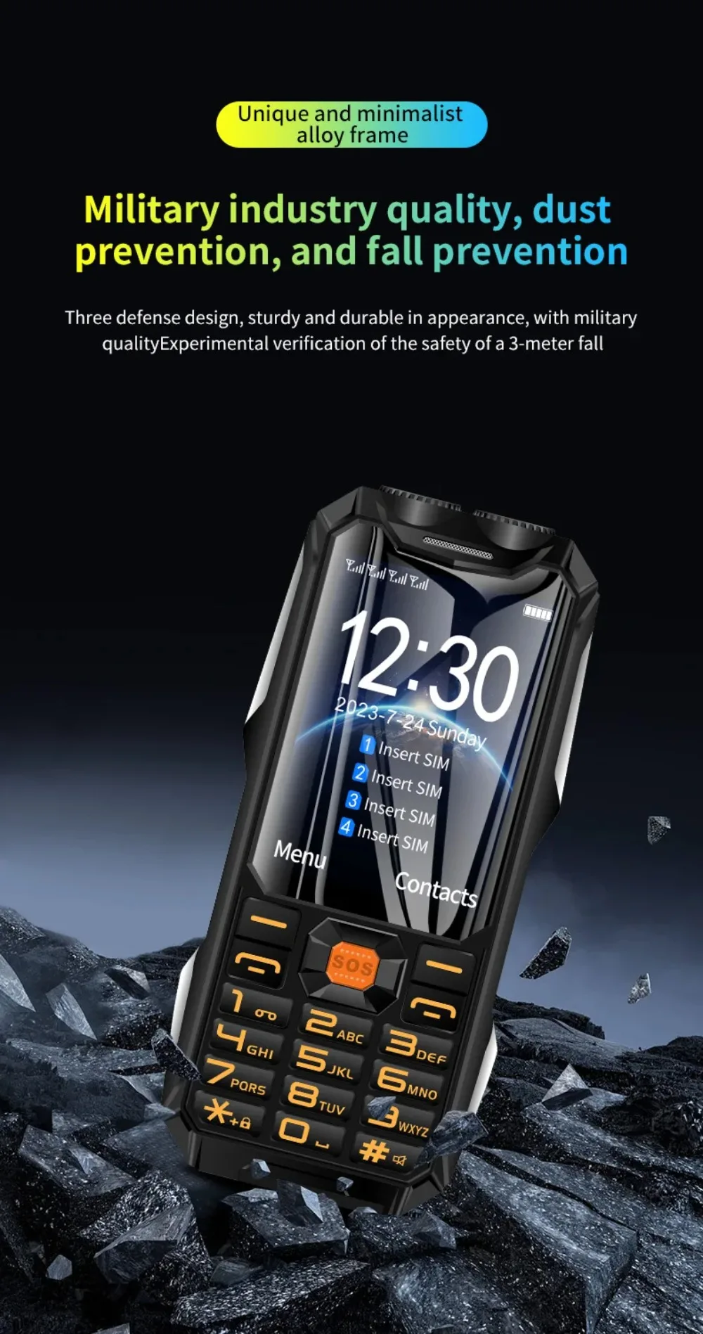 YEEMI Q9 4G Network Feature Phone 2 SIM Rugged Phones 3.5 Inch 18000mAh Big Battery Loud Voice Phone For Elder Cellphone SOS
