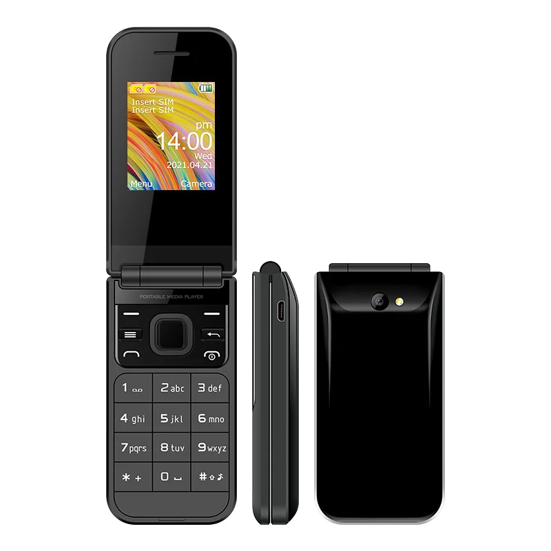 UNIWA F2720 2G Flip Feature Phone 1.77Inch Big Push-Button for Senior Elderly 600mAh Wireless Radio Clamshell Cheap Keypad Phone