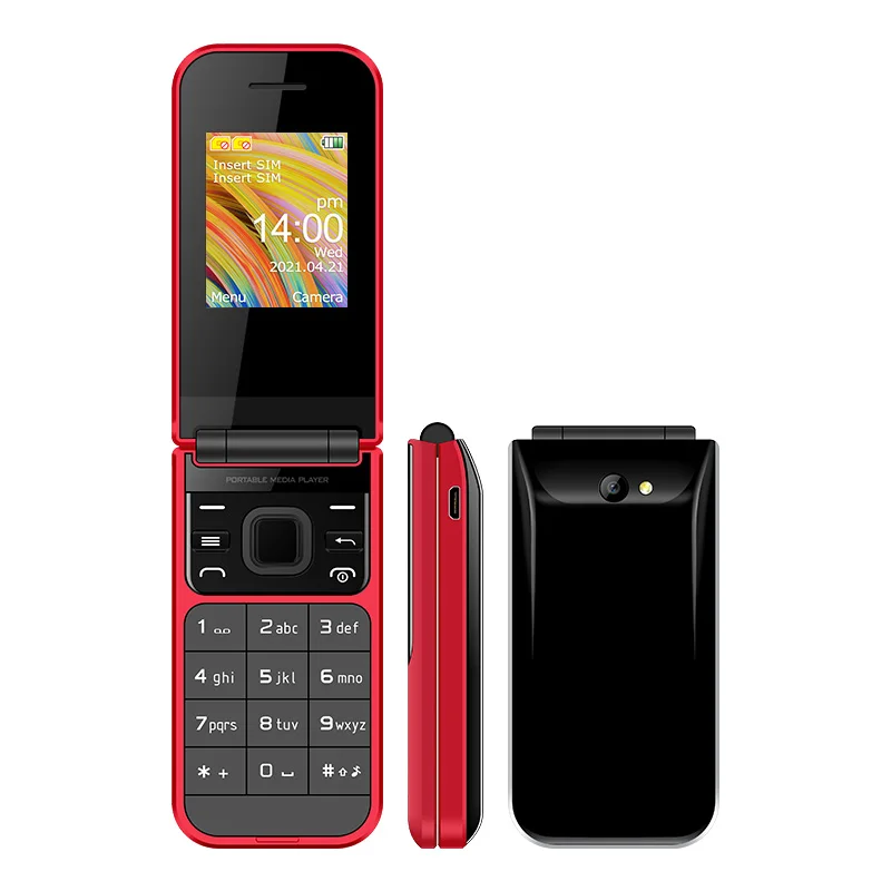 UNIWA F2720 2G Flip Feature Phone 1.77Inch Big Push-Button for Senior Elderly 600mAh Wireless Radio Clamshell Cheap Keypad Phone