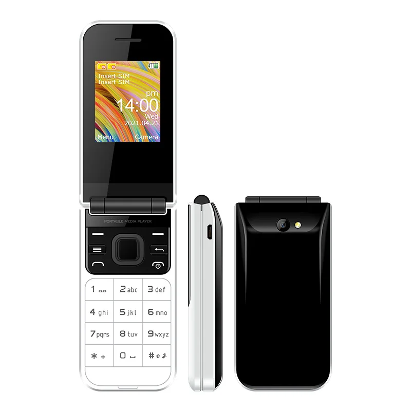UNIWA F2720 2G Flip Feature Phone 1.77Inch Big Push-Button for Senior Elderly 600mAh Wireless Radio Clamshell Cheap Keypad Phone