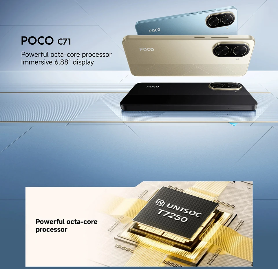 POCO C71 Smartphone Global Version 64GB/128GB UNISOC T7250 120Hz 6.88'' display 32MP AI dual camera 15W fast charging 5200mAh