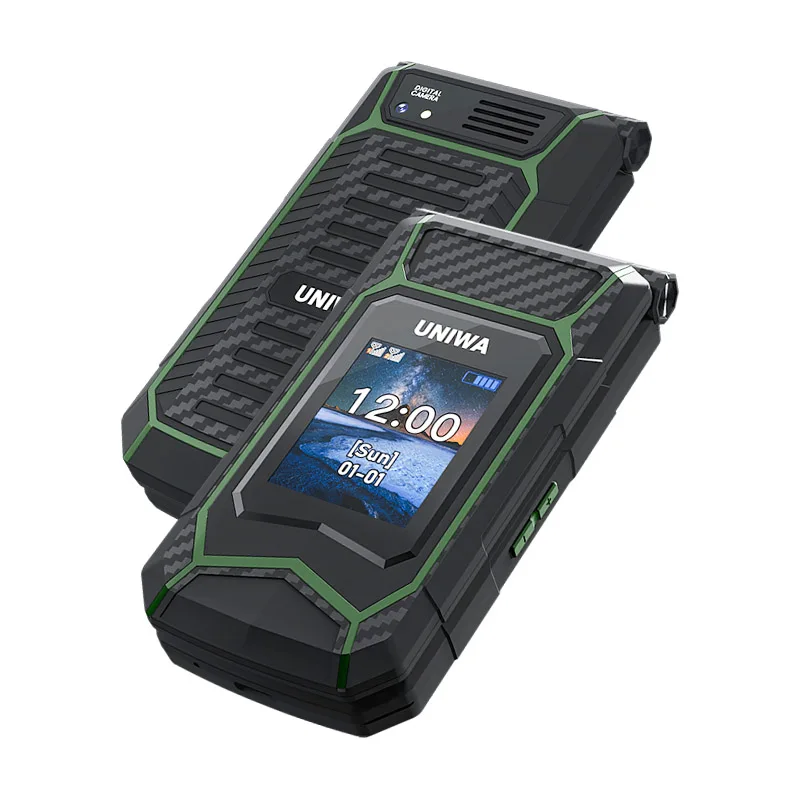 UNIWA X29 GSM Flip Phone 2.8 Inch Double Screen Dual SIM Big Font Big Button For Senior 2000mAh Wireless Radio Russian Keyboard