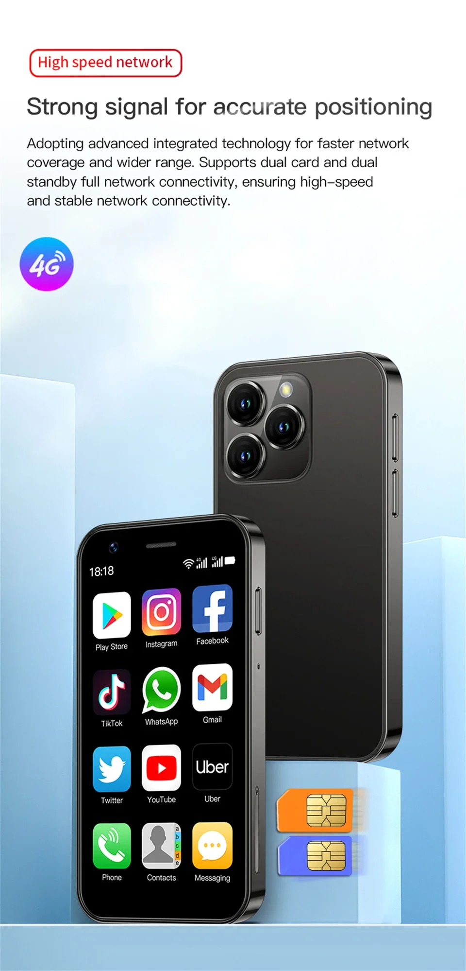 Original SOYES XS16 Mini Smartphone Phone 4G LTE 3GB+64GB 3Inch Cellphone Android10 2000mAh 5MP Dual SIM Mini Telephone Portable