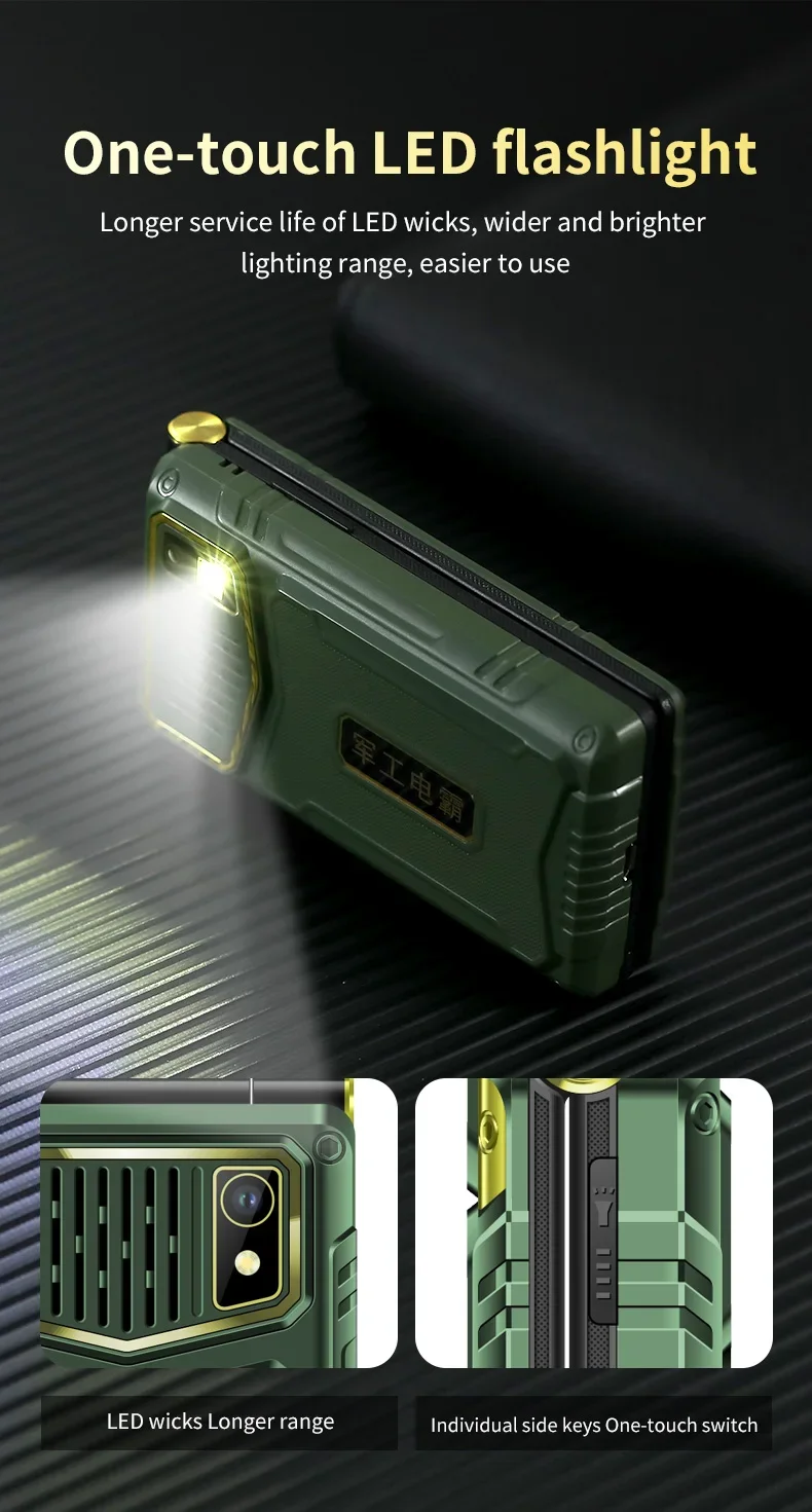 YeeMI M7 2G Rugged Flip Phone Dual SIM Dual Screen Large Fonts For Old Man 6800mAh Cellphone FM Radio SOS Push button Phones