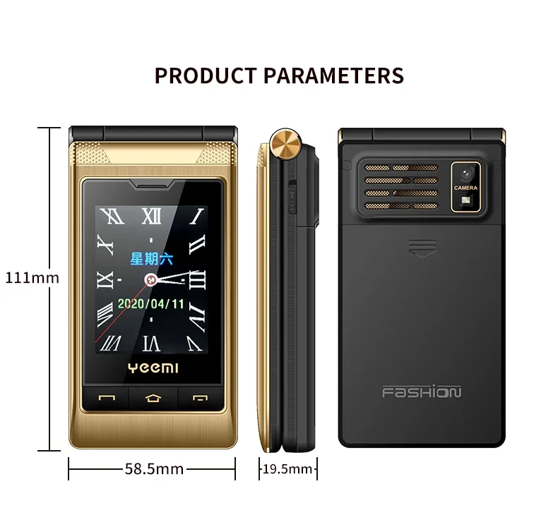 YeeMI G10 4G Flip Phone 2.4/2.8 Inch Dual Display Feature Mobile Phones 1800mAh Battery Big Keyboard Big Voice For Elderly SOS