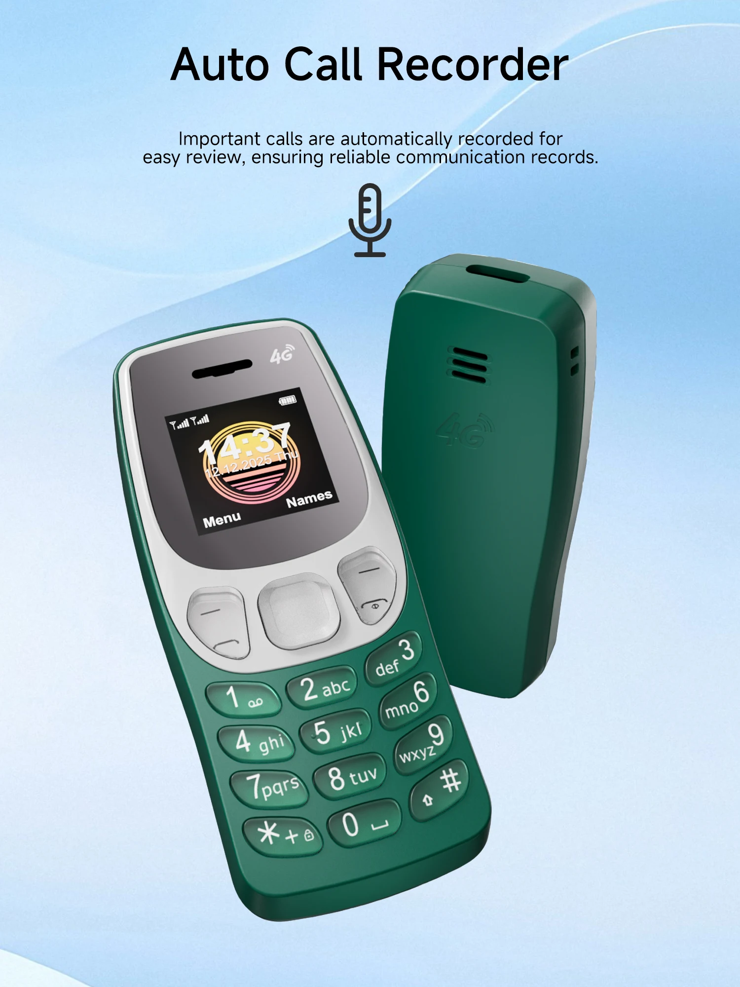 SERVO BM80 LTE Super Small Mobile Phone 4G Network Auto Call Record Speed Dial Blacklist Dual SIM Standby Mini Feature Cellphone