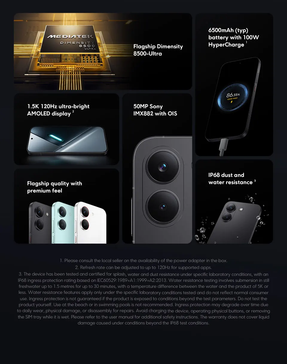 POCO X8 Pro 5G Smartphone Global Version Dimensity 8500-Ultra 6500mAh battery 6.59" 1.5K AMOLED display 100W HypeCharge NFC