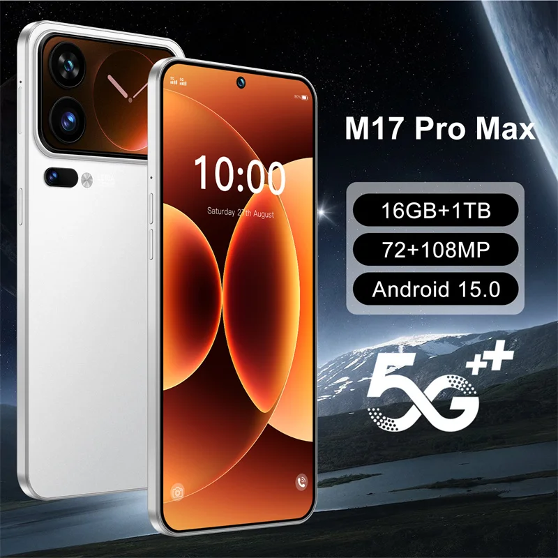 2026 New M17 pro max Global version smartphone SIM 5G phone 7.3inch HD 10core dual 8000mAh unlock Android14 Snapdragon 8gen3 pho