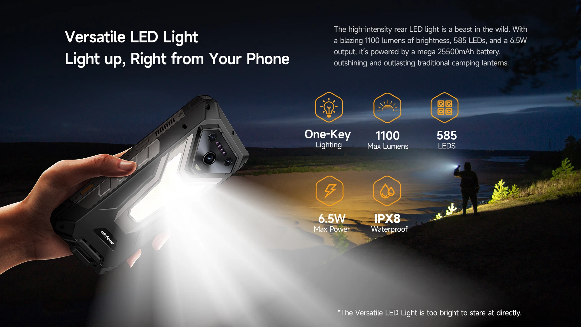 Ulefone Armor 34 Pro+ 5G AI Rugged Smartphone 25500mAh Built-in Projector Up to 32GB+512GB ROM 120Hz 6.95" Mobile Phone NFC