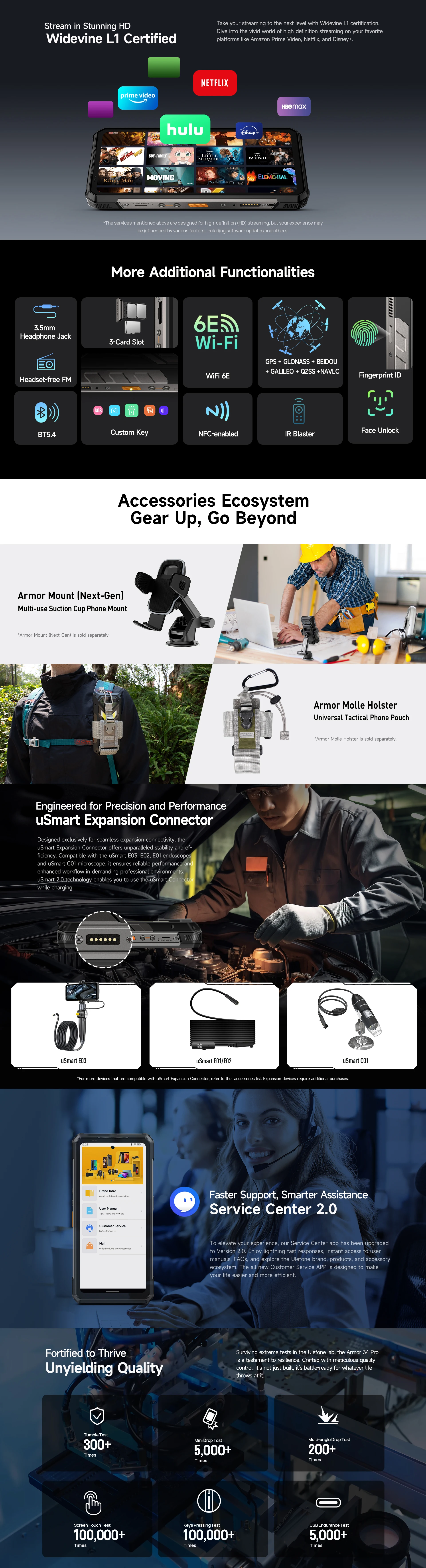 Ulefone Armor 34 Pro+ 5G AI Rugged Smartphone 25500mAh Built-in Projector Up to 32GB+512GB ROM 120Hz 6.95" Mobile Phone NFC