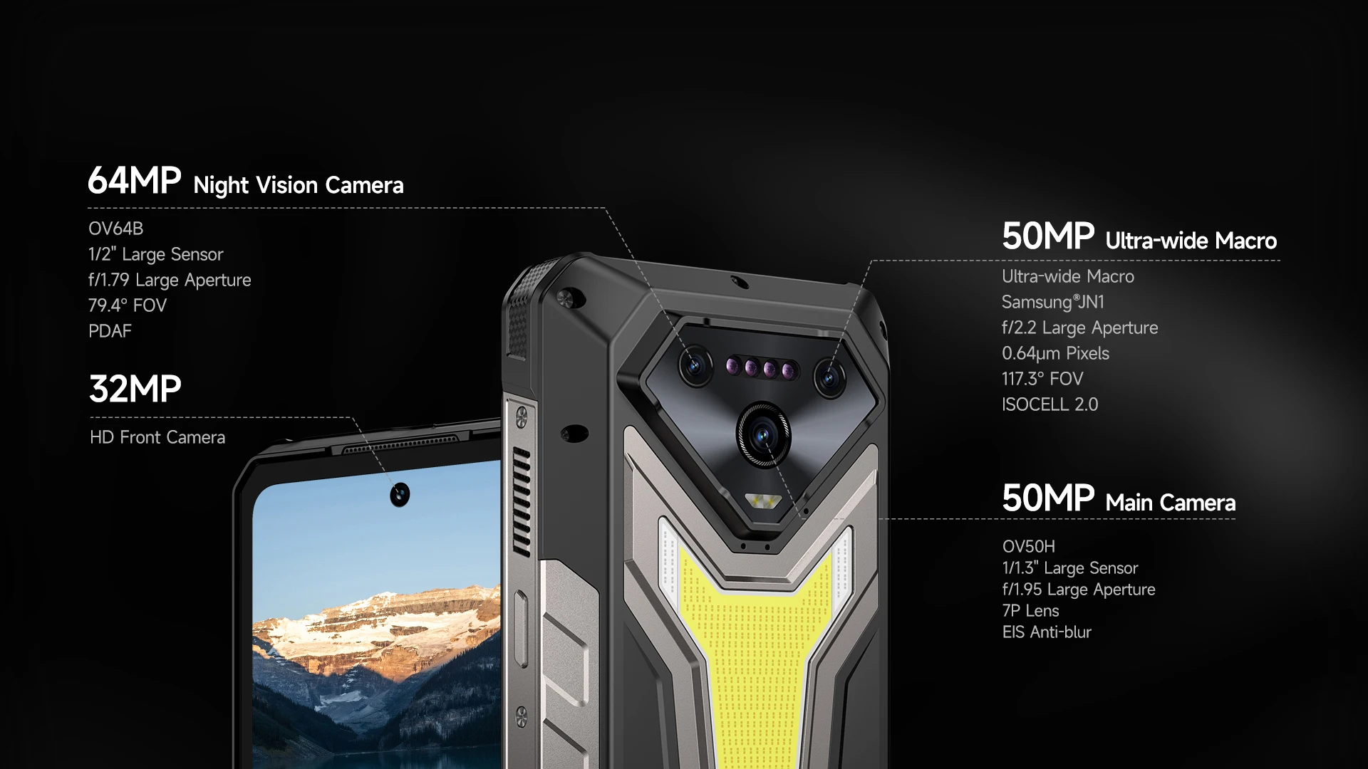 Ulefone Armor 34 Pro+ 5G AI Rugged Smartphone 25500mAh Built-in Projector Up to 32GB+512GB ROM 120Hz 6.95" Mobile Phone NFC