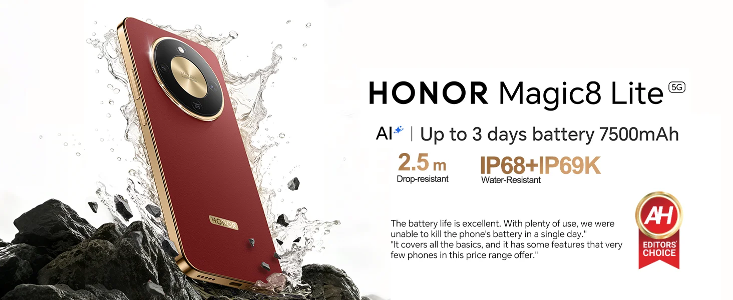 New Honor Magic8 Lite Eu Version 2026 5g Smartphone Android Mobile Phones Amoled Snapdragon 6 Gen 4 7500Mah 108Mp Ois Ai Camera