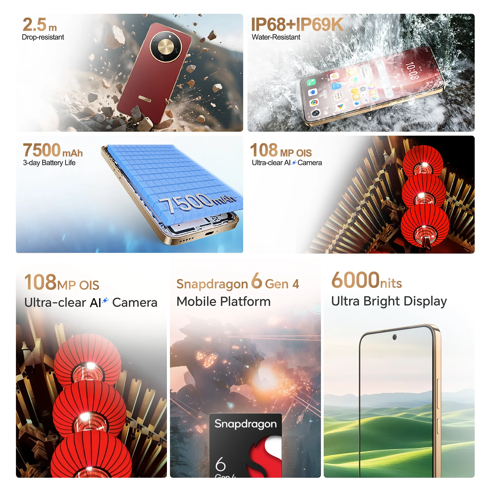 New Honor Magic8 Lite Eu Version 2026 5g Smartphone Android Mobile Phones Amoled Snapdragon 6 Gen 4 7500Mah 108Mp Ois Ai Camera