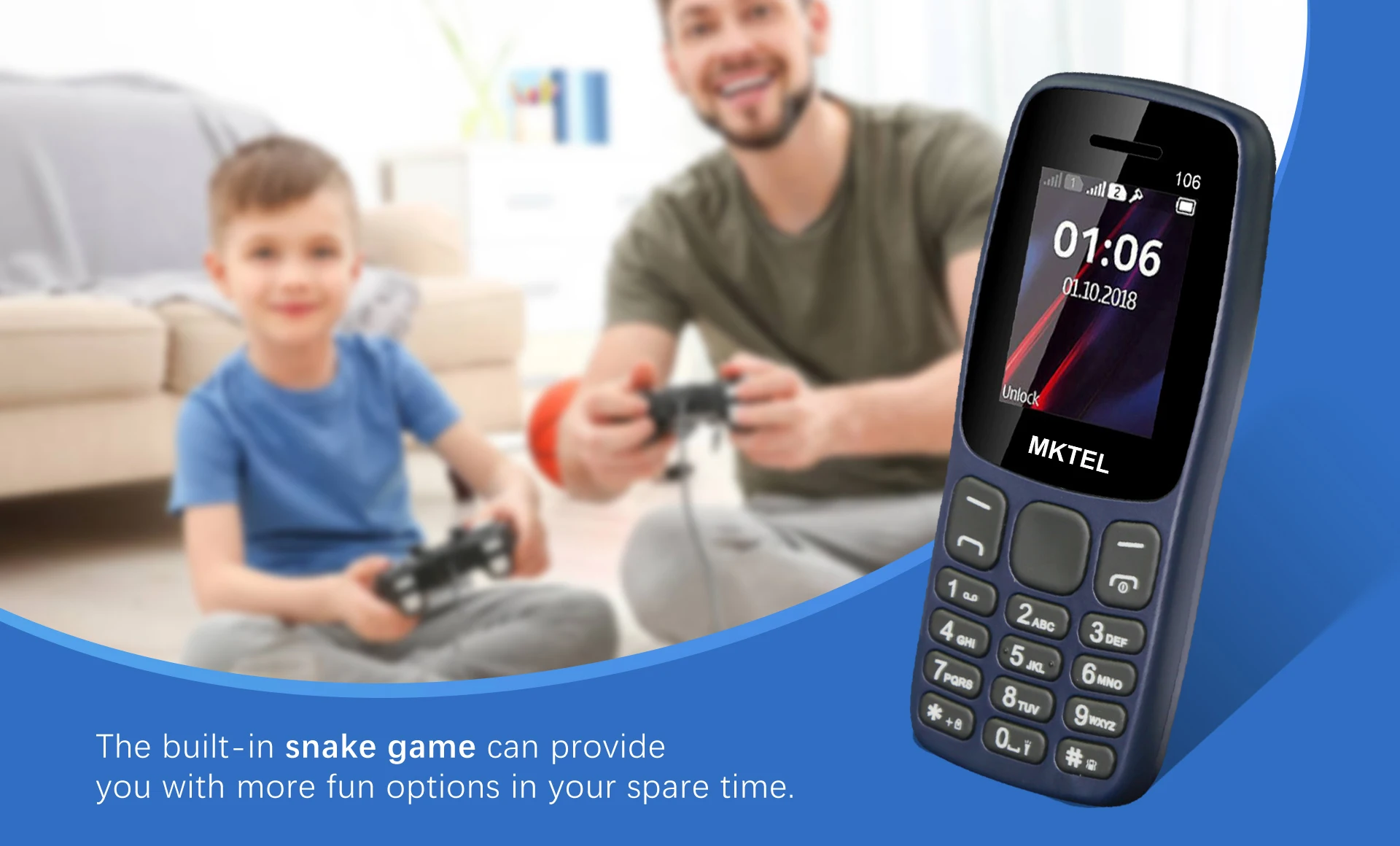 MKTEL Feature Phone 1.77" Display 800mAh Battery Dual SIM Dual Standby Strong Torch MP3 MP4 FM Radio Bluetooth GPRS