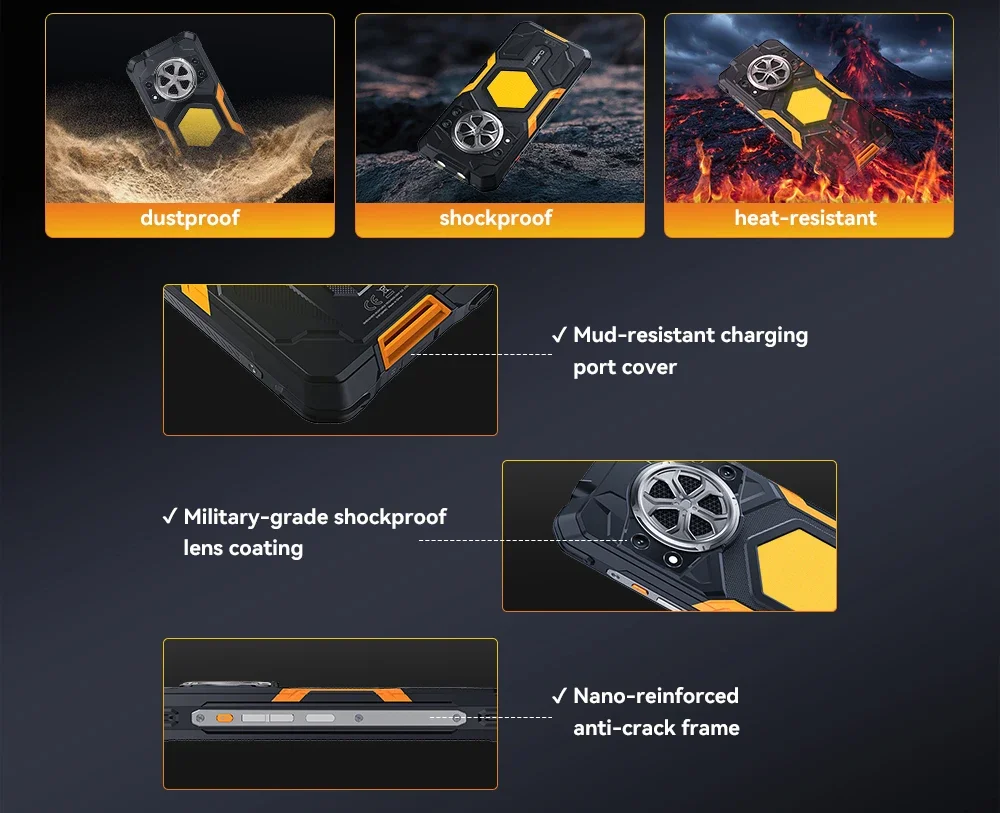 CUBOT KingKong Power 5 Rugged Smartphone G100 16GB RAM (6+10)+128GB ROM Android 15 15300mAh 6.88" 120Hz 64MP Camping Light Phone